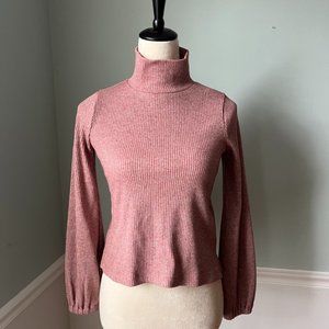 Madewell Mock Turtleneck Sweater with Balloon Sleeves